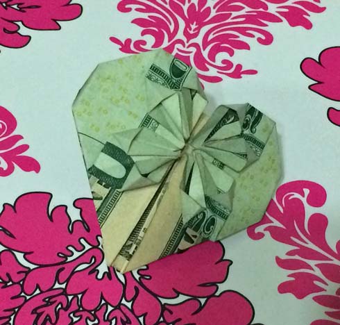 origami currency heart